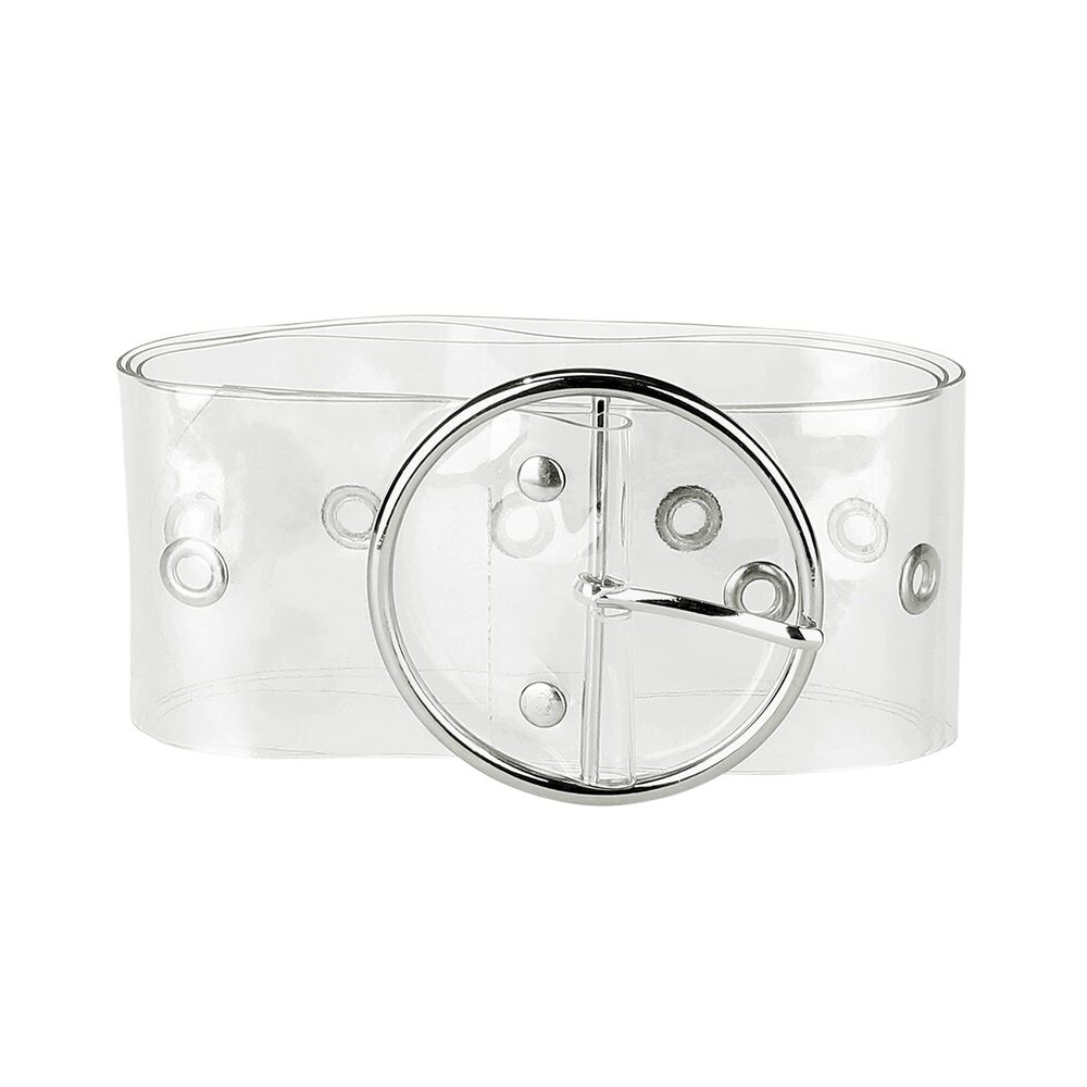 3413 Womens Grommet Clear Wide Waist Belts For Dresses Transparent Pin